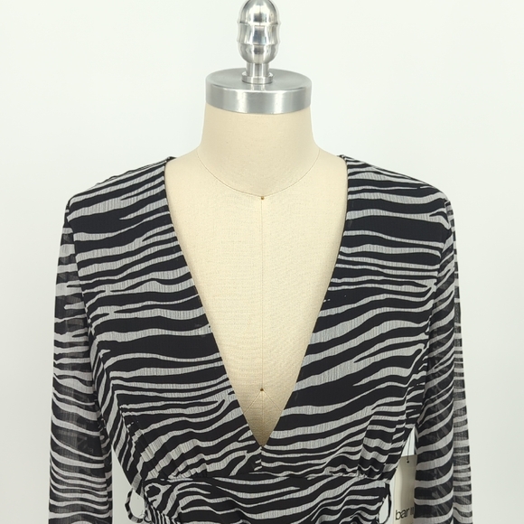 30067 NEW Bbar III Zebra Chiffon Dress Black White size Medium animal retro - Picture 3 of 9